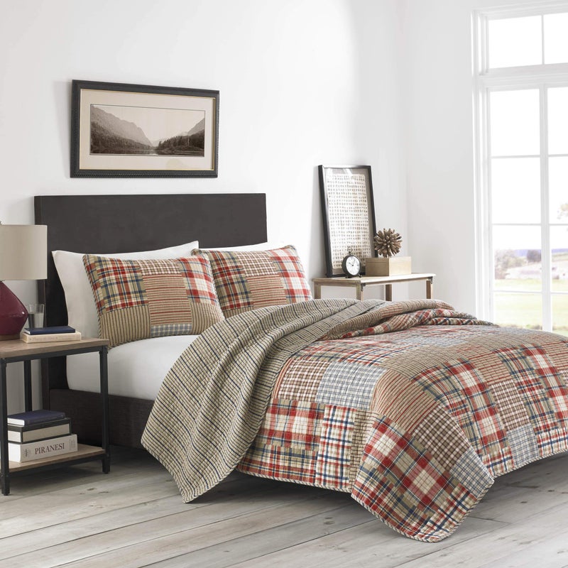 Eddie Bauer - Queen Quilt Set, Reversible Cotton Blend Bedding with Lightweight Feel, 3 Piece Bed Set with Matching Pillowcases (Hawthorne Brown) - Image 5